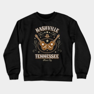 Vintage Retro Nashville Cowboy Guitars Country Music Crewneck Sweatshirt